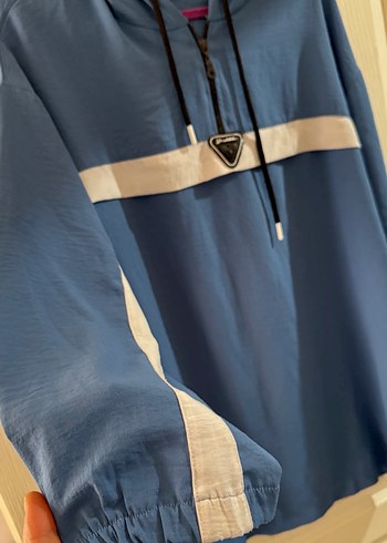 Mavi Kapüşonlu ayrobin Sweatshirt - Görsel 4
