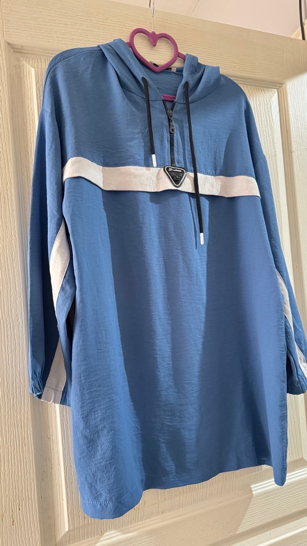 Mavi Kapüşonlu ayrobin Sweatshirt - Görsel 2