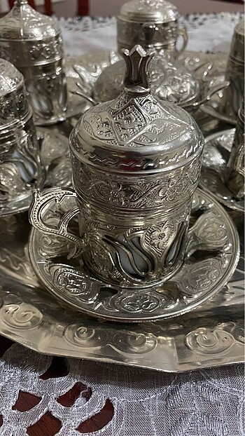 American Vintage Gümüş Osmanlı kahve set takımı