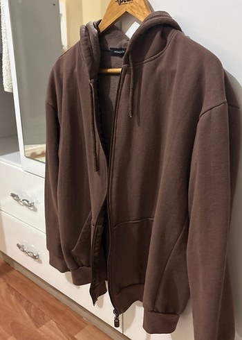 Kahverengi Fermuarlı Rahat Sweatshirt - Görsel 2