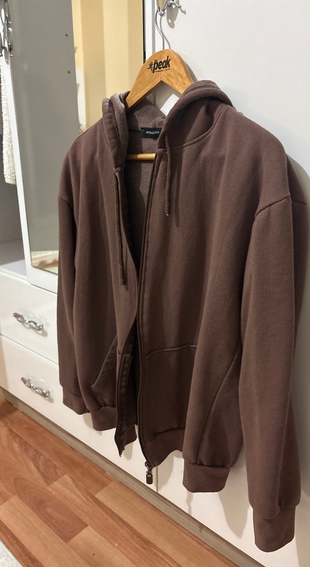 Kahverengi Fermuarlı Rahat Sweatshirt - Görsel 2