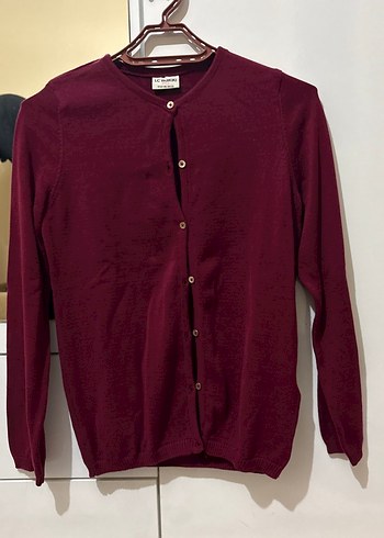 Bordo Kadın Düğmeli Uzun Kollu Hırka - Görsel 2