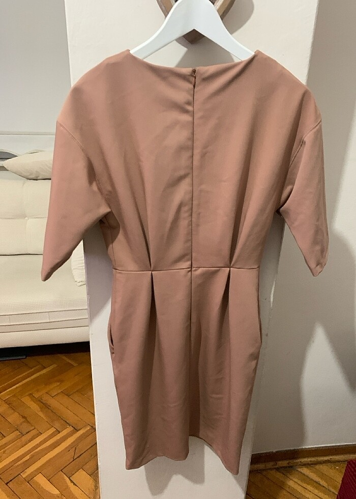 Sütlü kahve rengi mini elbise - Görsel 4