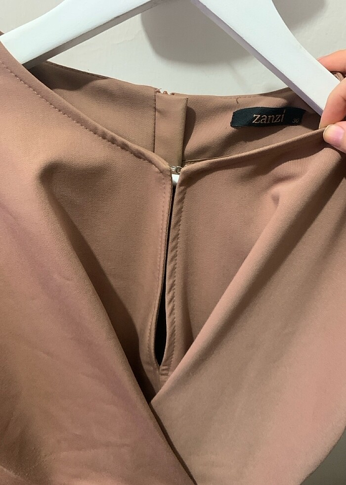 Sütlü kahve rengi mini elbise - Görsel 2