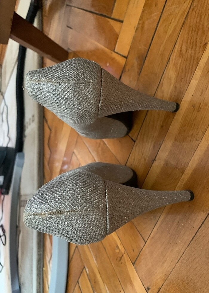 Gri simli platform topuklu klasik ayakkabı - Görsel 3