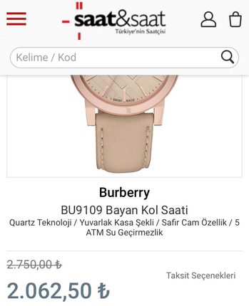 Orjinal Burberry Saat