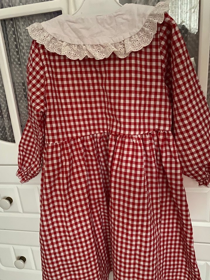 Kız Çocuk Kırmızı Fırfırlı Pamuklu Elbise - Görsel 4
