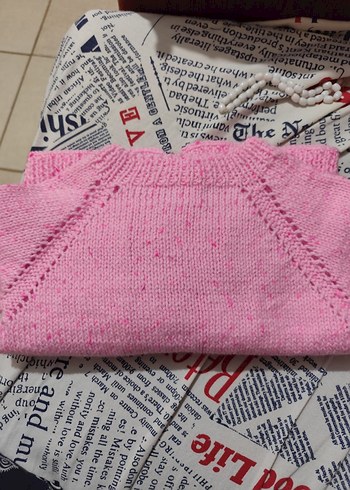 Tasarımcı Kız Çocuk Pembe Örgü Hırka
