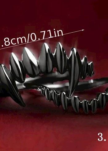 Gotik Çelik Vampir Yüzük Seti 2li - Görsel 4