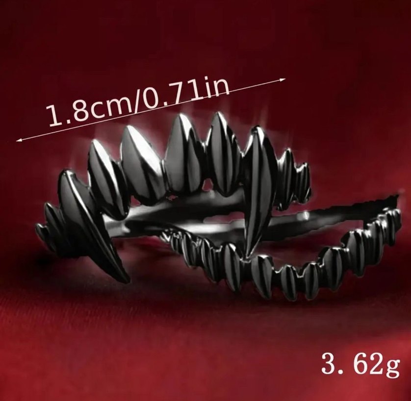 Gotik Çelik Vampir Yüzük Seti 2li - Görsel 4