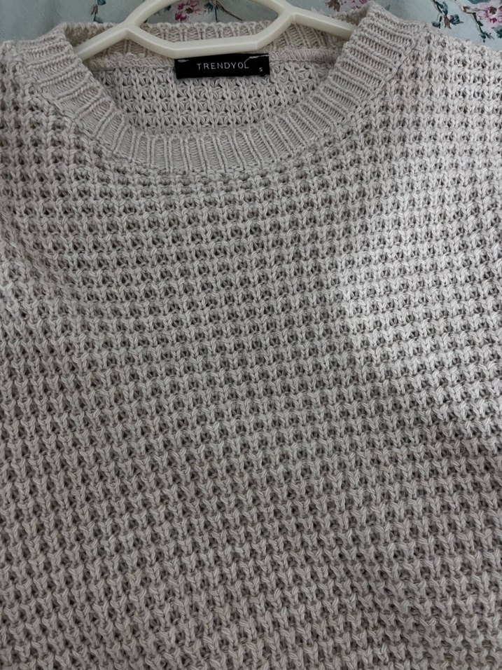 Bej Örgü Kadın Triko kazak - Görsel 3