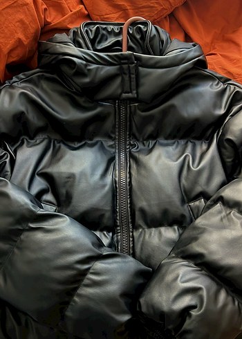 Kadın Siyah Deri mont - Görsel 5