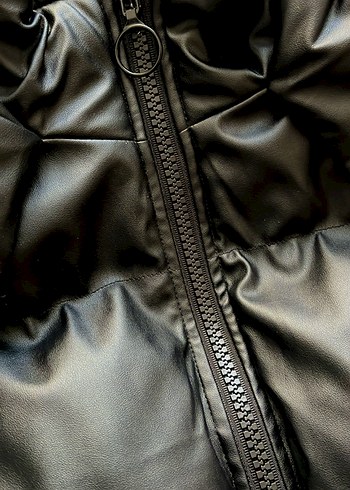 Kadın Siyah Deri mont - Görsel 6