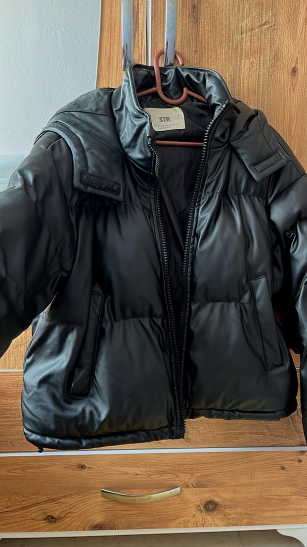 Kadın Siyah Deri mont - Görsel 2