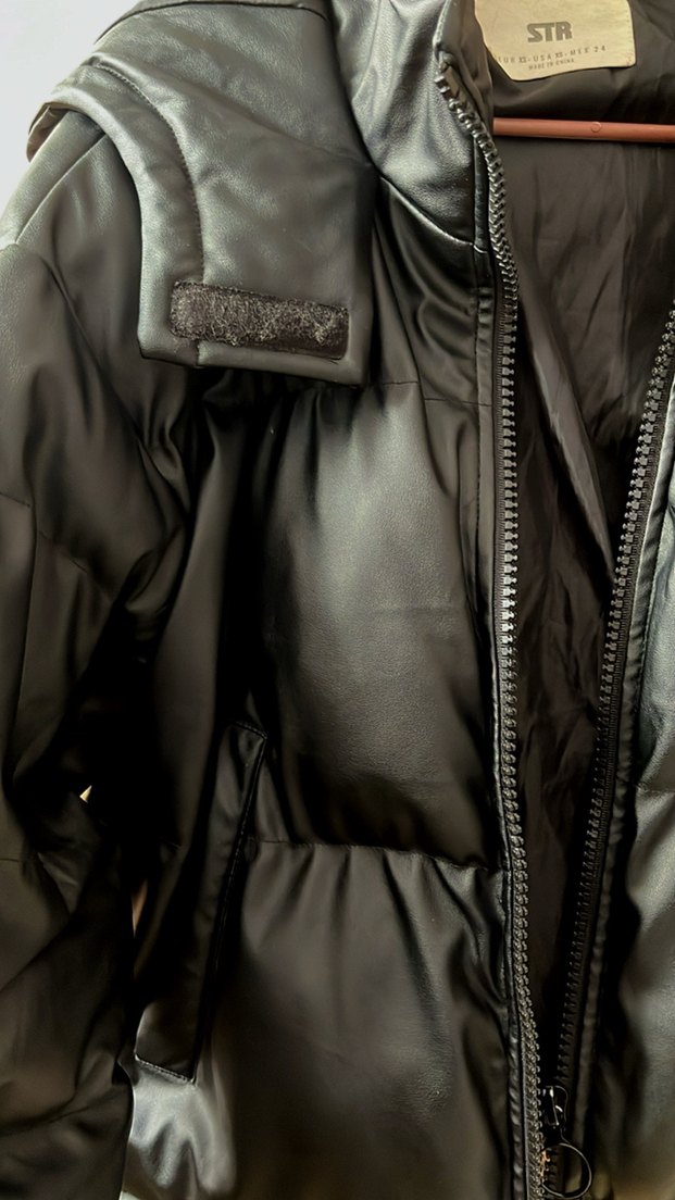 Kadın Siyah Deri mont - Görsel 4