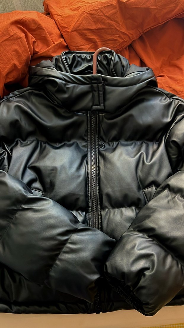 Kadın Siyah Deri mont - Görsel 5