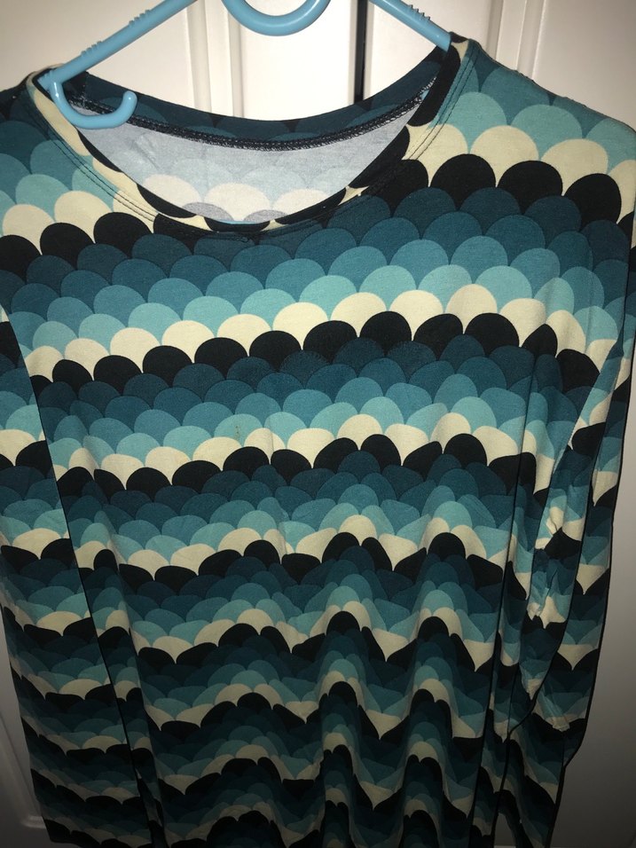 Uzun Kollu Mavi yeşil uzun elbise - Görsel 2