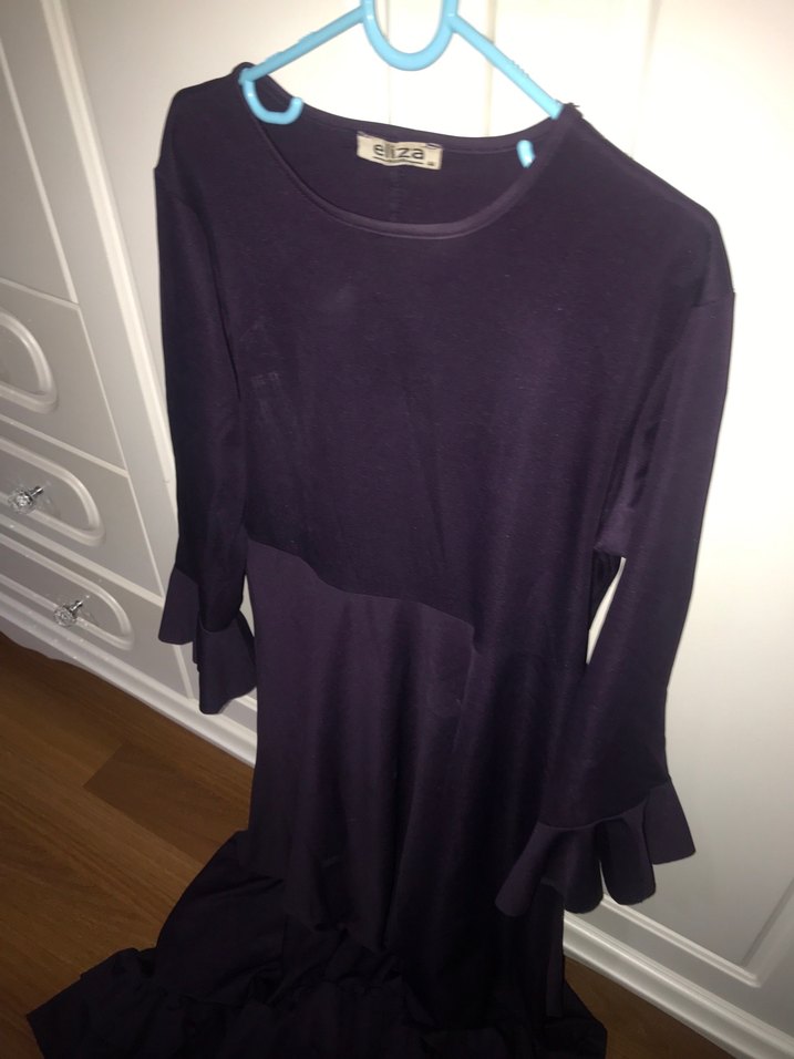 Mor Uzun Kollu Uzun Elbise - Görsel 2