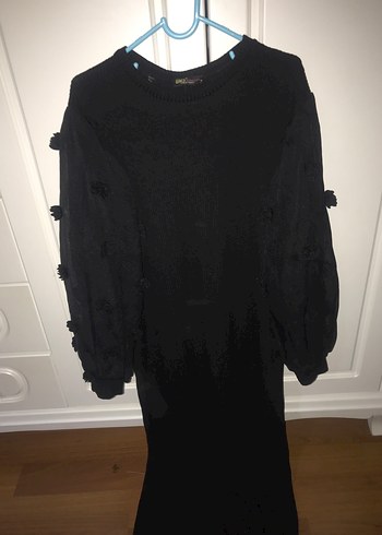 Siyah uzun elbise kolları tüllü - Görsel 2