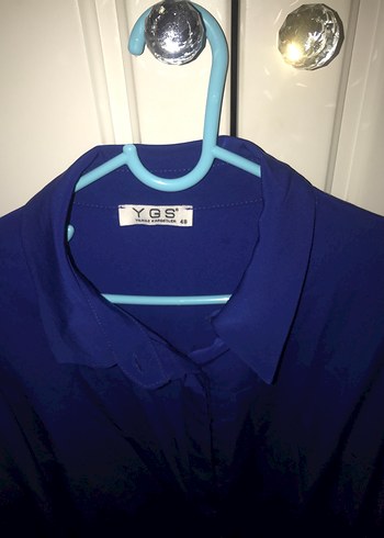 Uzun Kollu İndigo Mavi Düğmeli Kadın Uzun tunik - Görsel 2