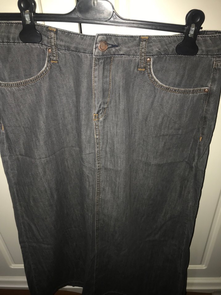 Gri Midi Denim Kadın Etek - Görsel 2