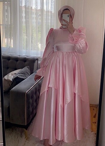 Balon kol pembe abiye