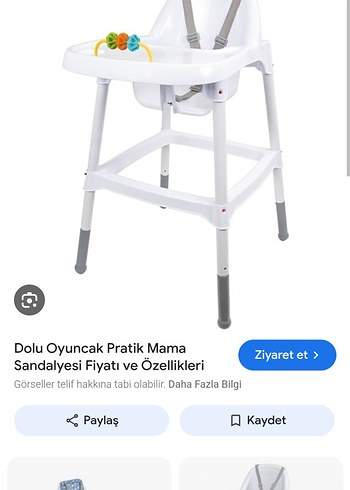 BabyJem Baby Plus Beyaz Gri Mama Sandalyesi