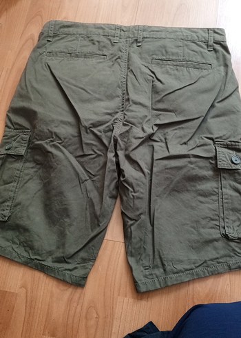 Erkek Kemerli Haki Midi Şort - Görsel 2