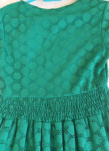 s Beden yeşil Renk Tül detaylı şık elbise, yeşil