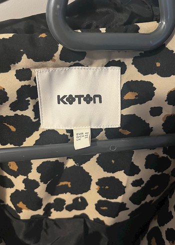 44 Beden kahverengi Renk Leopar Desenli Kadın Mont, Uzun Kollu, Bol Kesim