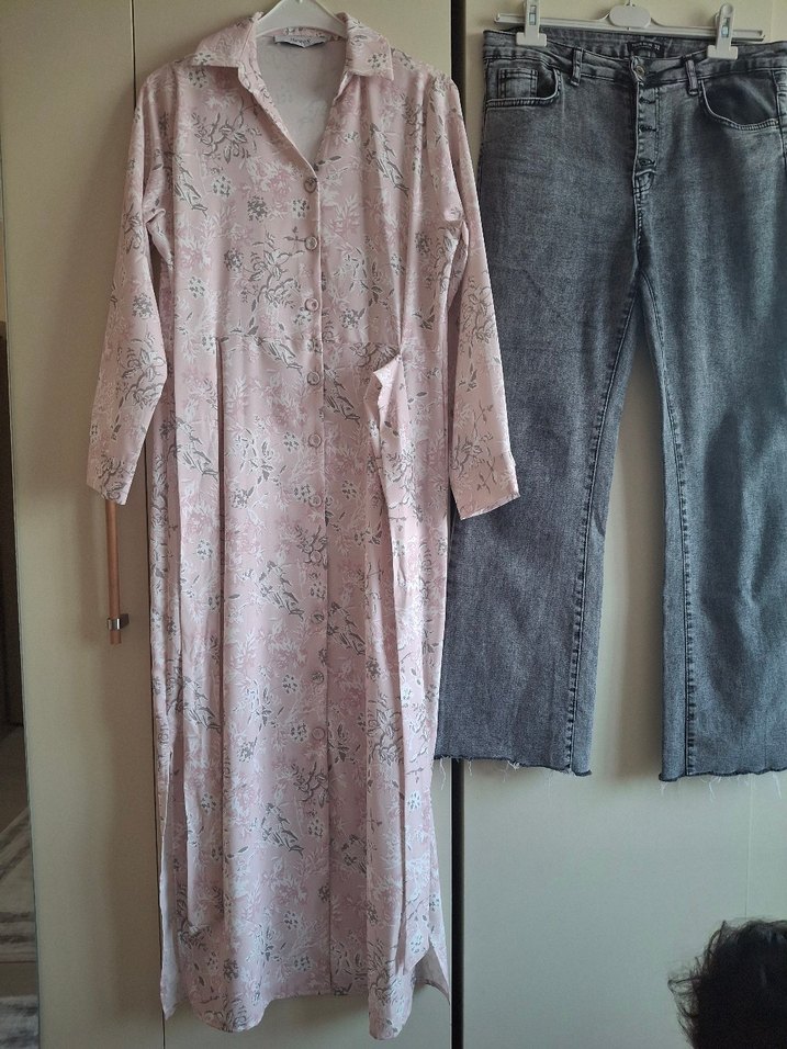 Gri Salaş Kesim Midi Kadın Kot Pantolon - Görsel 5