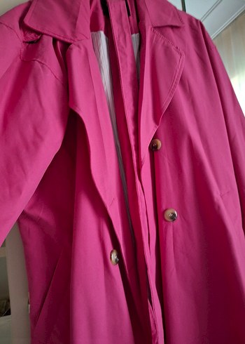 Pembe Uzun Kadın Trençkot - Görsel 2