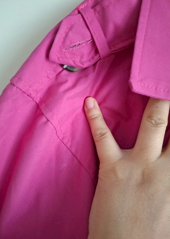 Pembe Uzun Kadın Trençkot - Görsel 7