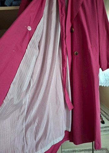 Pembe Uzun Kadın Trençkot - Görsel 4