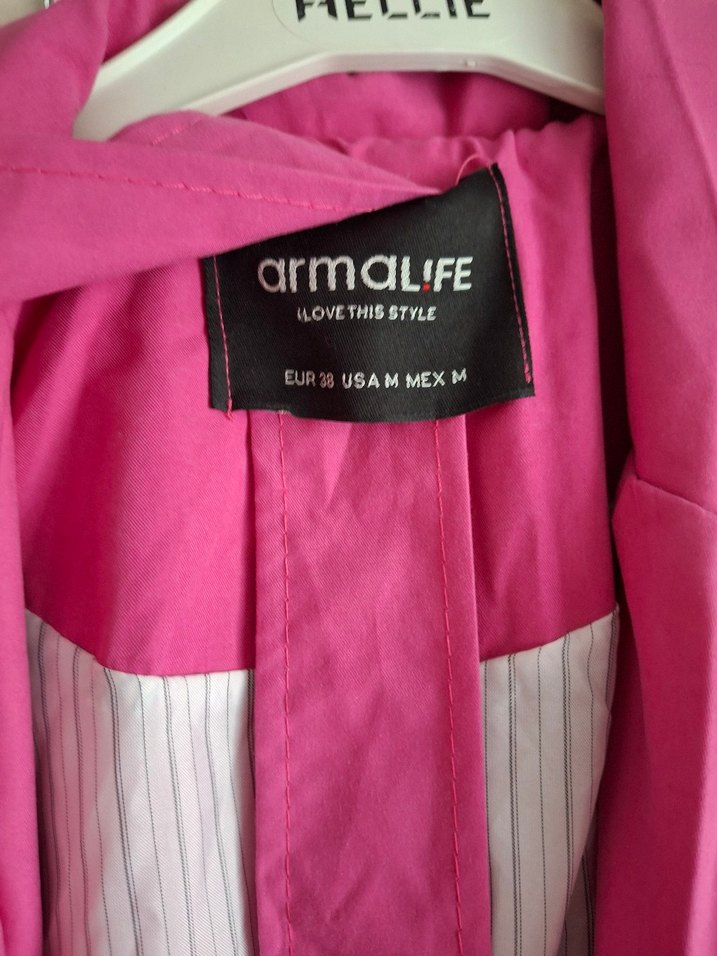 Pembe Uzun Kadın Trençkot - Görsel 3