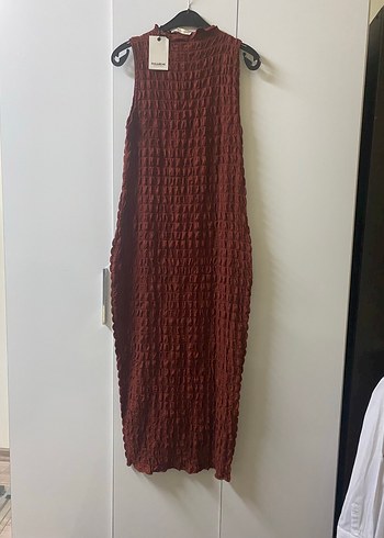 Pull and Bear Bordo Uzun KolsuzElbise