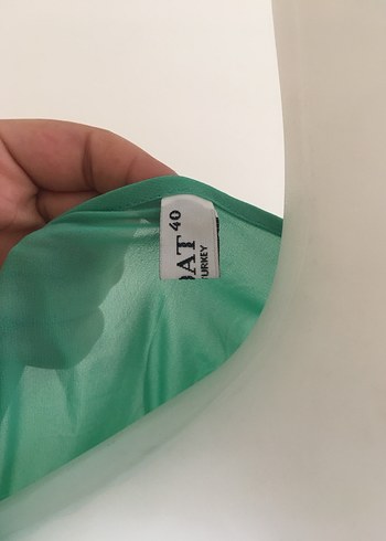 l Beden yeşil Renk Piliseli Bağlama Desenli Yeşil Tunik bluz