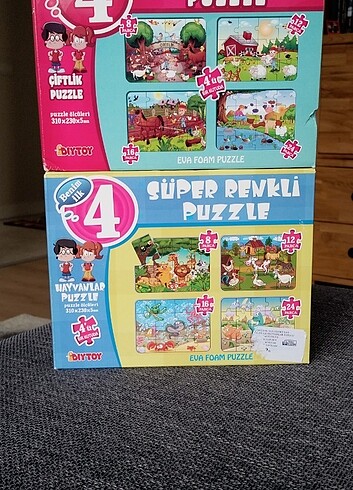 2 paket 8 puzzle çiftlik ve Hayvan puzzle