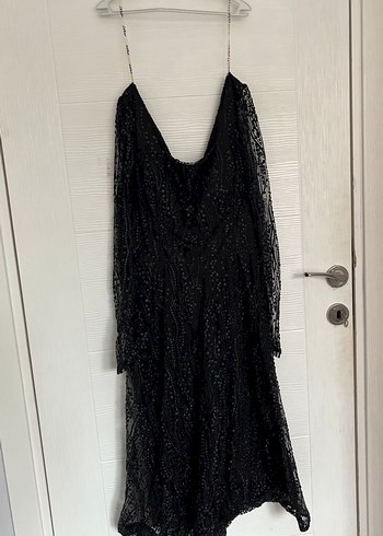 Siyah Drapeli Uzun Gotik Abiye Elbise