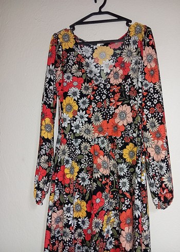 Çiçek Desenli Uzun Kollu Bohem Elbise - Görsel 2