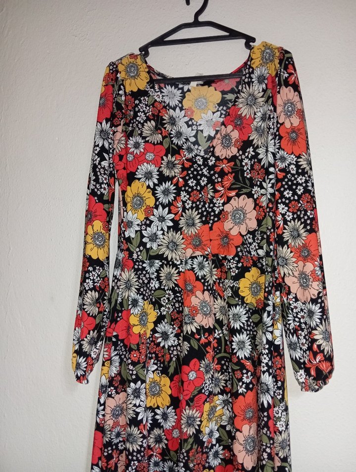 Çiçek Desenli Uzun Kollu Bohem Elbise - Görsel 2