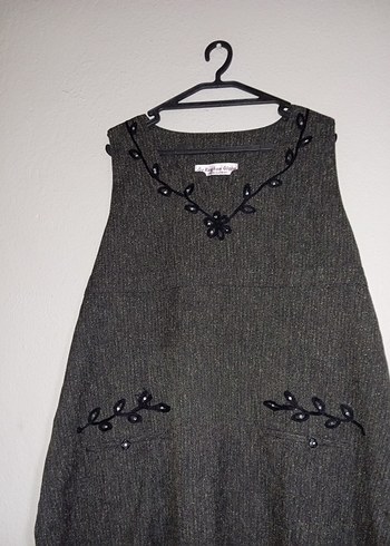 Gri Nakışlı V Yaka Triko Süveter - Görsel 2