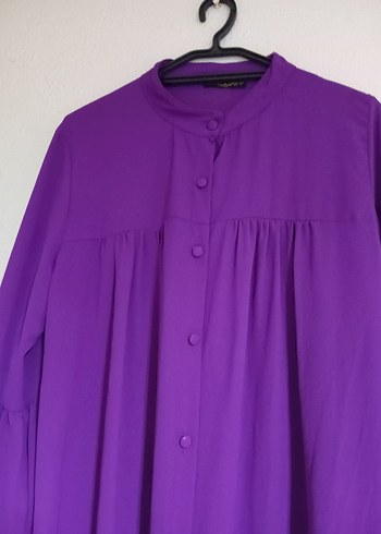 Uzun Mor Kadın Tunik, Uzun Kollu, Salaş - Görsel 3