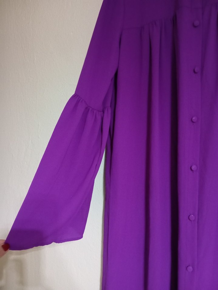 Uzun Mor Kadın Tunik, Uzun Kollu, Salaş - Görsel 4