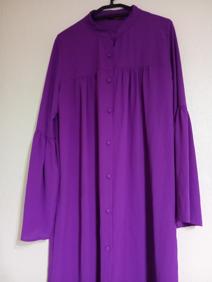 Uzun Mor Kadın Tunik, Uzun Kollu, Salaş - Görsel 2