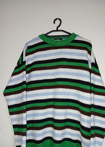 Renkli Çizgili Kadın Triko Kazak - Görsel 3