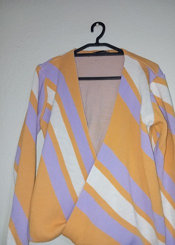 Kadın Sarı V Yaka Uzun Kollu Triko Kazak - Görsel 3