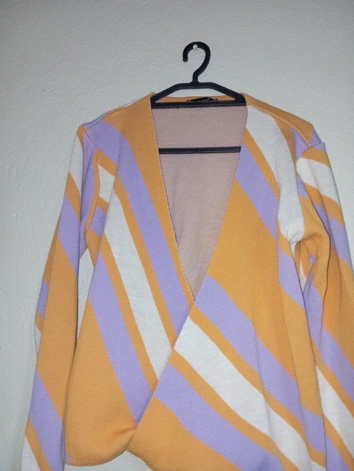 Kadın Sarı V Yaka Uzun Kollu Triko Kazak - Görsel 3