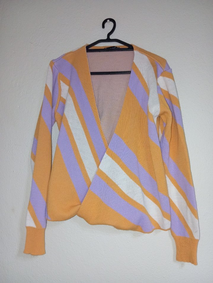 Kadın Sarı V Yaka Uzun Kollu Triko Kazak - Görsel 2