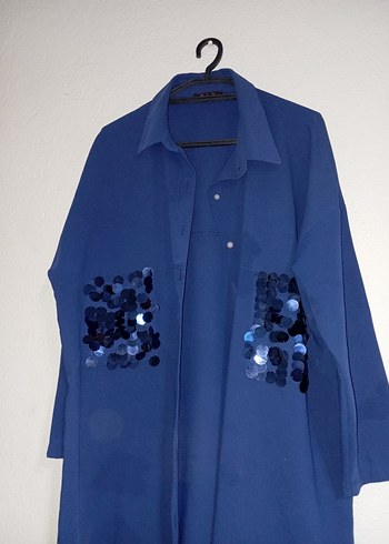 Kadın Mavi Düğmeli Gömlek - Görsel 2